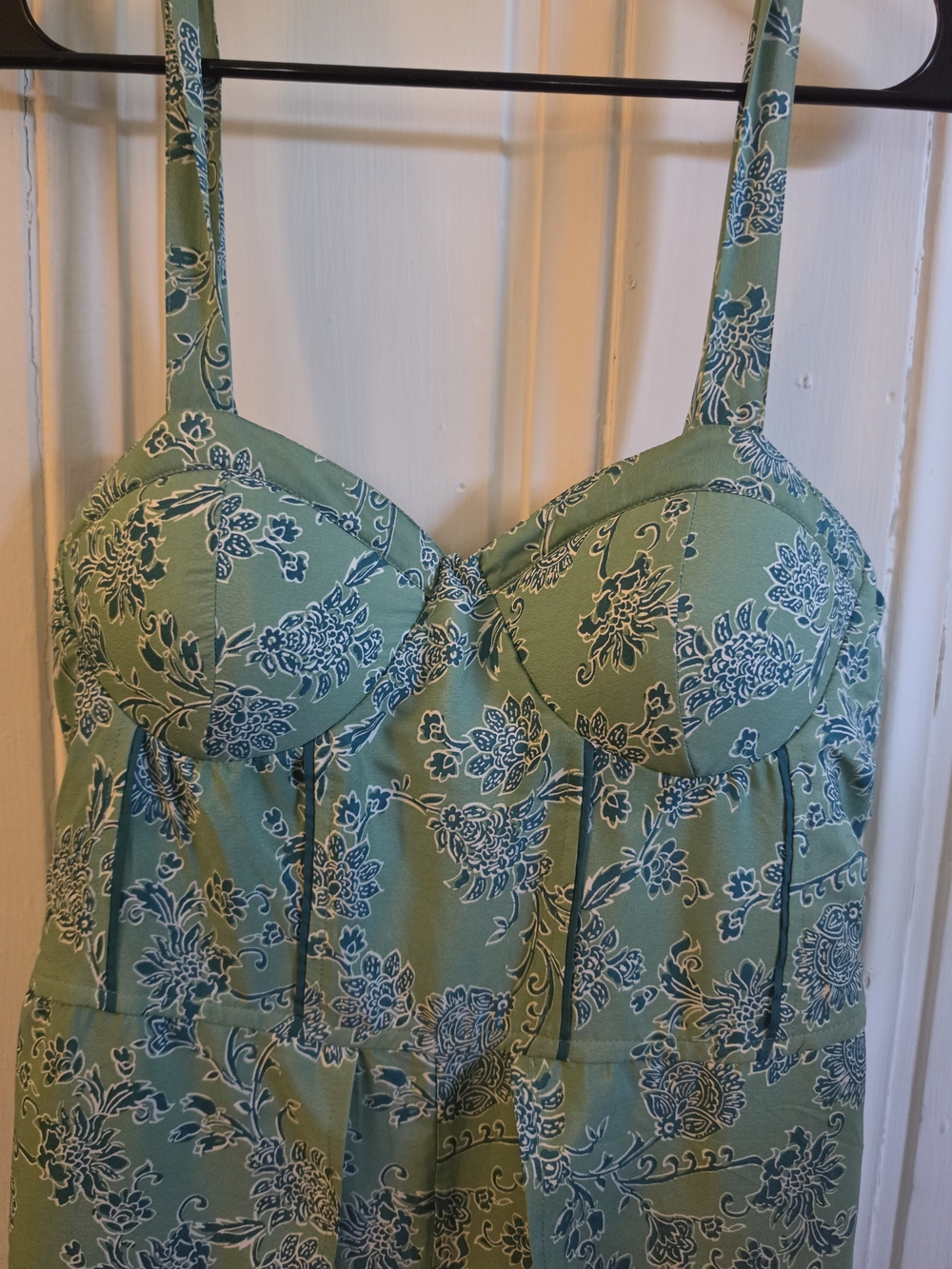 Women's Green Floral Bustier Jumpsuit